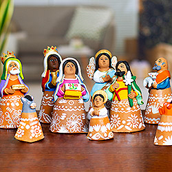 Handcrafted Ceramic Nativity Scene Bells (11 pieces)