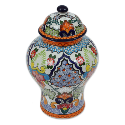 Colorful Talavera Ceramic Decorative Jar from Mexico