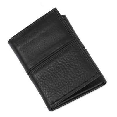 Artisan Crafted Leather Wallet in Black from Mexico