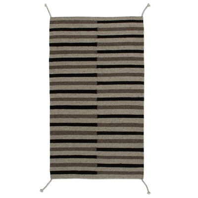 Handwoven Striped Wool Area Rug from Mexico (2x3)