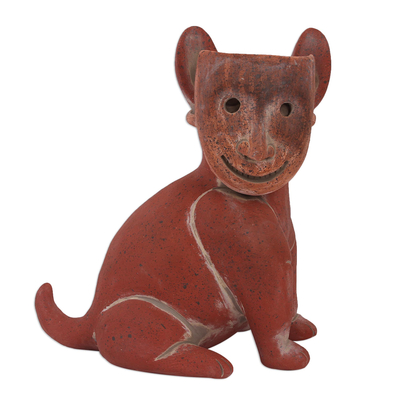 Handmade Rustic Ceramic Dog Sculpture from Mexico