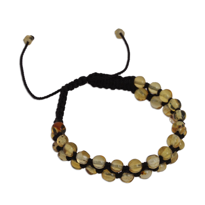 Natural Amber Beaded Macrame Bracelet from Mexico