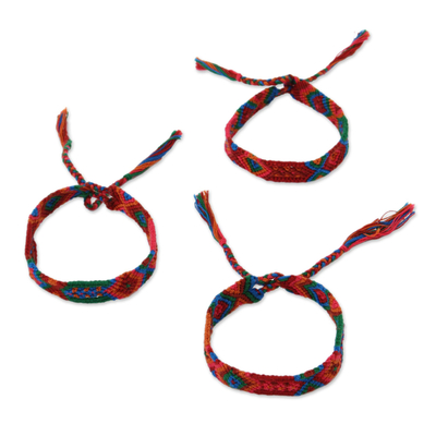 Colorful Cotton Wristband Bracelets from Mexico (Set of 3)
