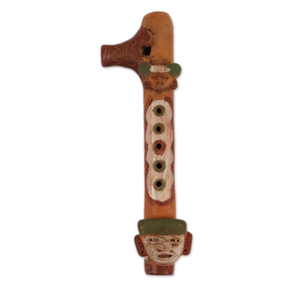 Ceramic Flute from Mexico with Pre-Hispanic Designs