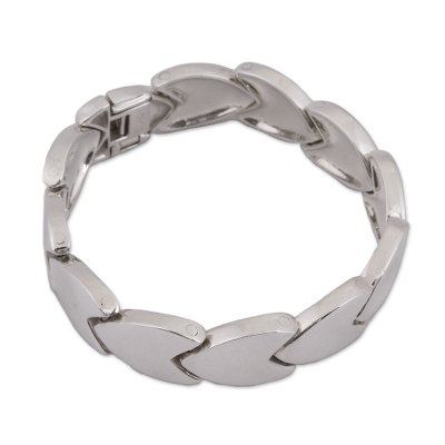 High-Polish Sterling Silver Link Bracelet from Mexico