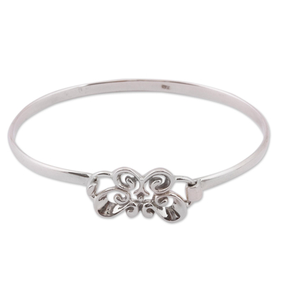 Taxco Sterling Silver Butterfly Bangle Bracelet from Mexico