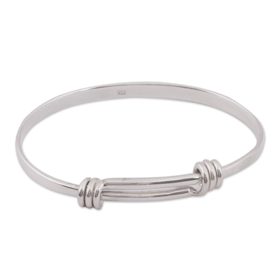 Simple Sterling Silver Bangle Bracelet Crafted in Mexico