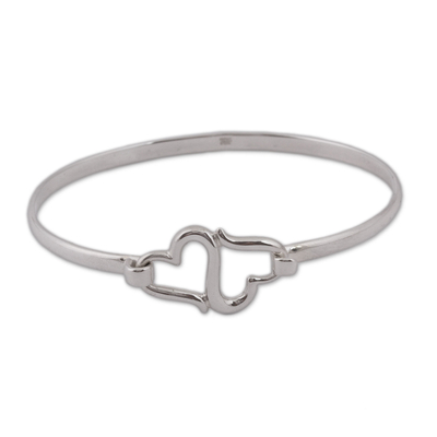 Sterling Silver Heart Bangle Bracelet from Mexico