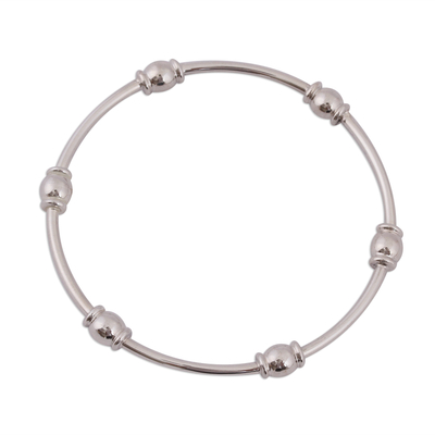 Gleaming Sterling Silver Bangle Bracelet from Mexico