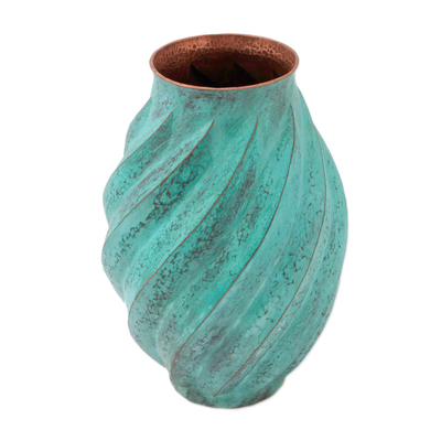 Spiral Motif Copper Vase from Mexico