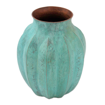 Antiqued Copper Vase from Mexico