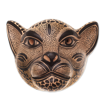 Ceramic Jaguar Mask in Buff from Mexico