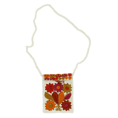 Floral Cotton-Embroidered Wool Sling from Mexico