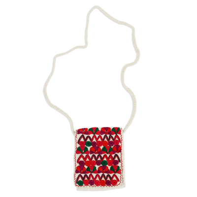 Multicolored Cotton-Embroidered Wool Sling from Mexico