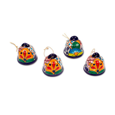 Bell-Shaped Talavera-Style Ceramic Ornaments (Pair)