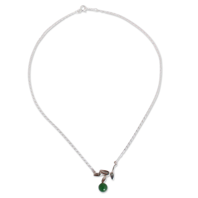 Olive Leaf Jade Pendant Necklace from Mexico