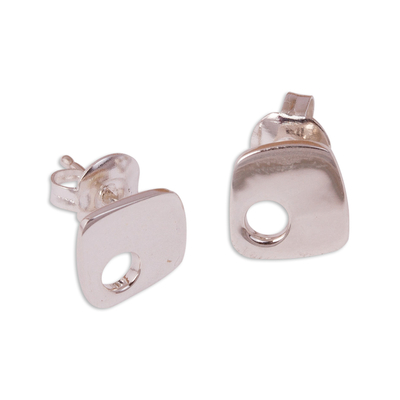 Modern Taxco Silver Stud Earrings from Mexico