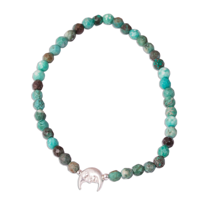 Crescent Moon Reconstituted Turquoise Beaded Bracelet