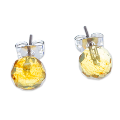 Faceted Amber Stud Earrings Crafted in Mexico
