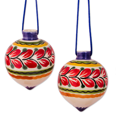 Artisan Crafted Ceramic Bauble Ornaments from Mexico