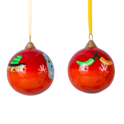 Artisan Handcrafted Mexican Ceramic Ornaments (Pair)