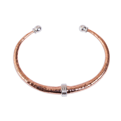 Taxco Sterling Silver and Copper Cuff Bracelet from Mexico