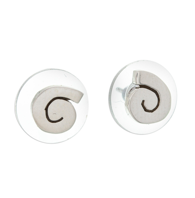 Taxco Sterling Silver Spiral Stud Earrings from Mexico