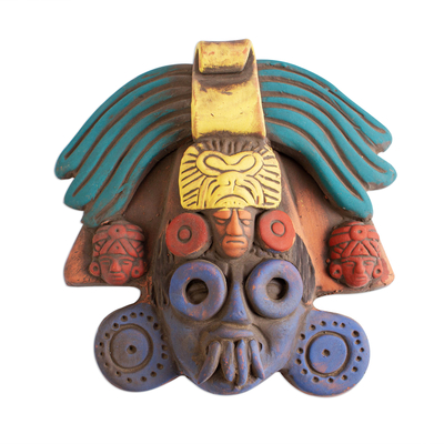 Ah Puch Ceramic Wall Mask Crafted in Mexico