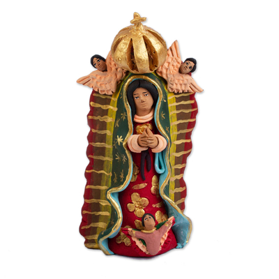 Angel-Themed Ceramic Mary Sculpture from Mexico