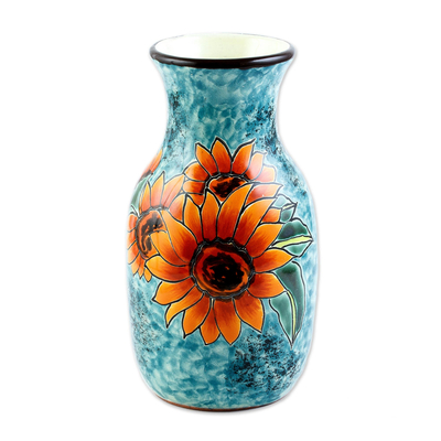 Unique Hand Painted Sunflower Themed Vase