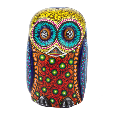 Colorful Hand Carved and Painted Alebrije Owl Sculpture