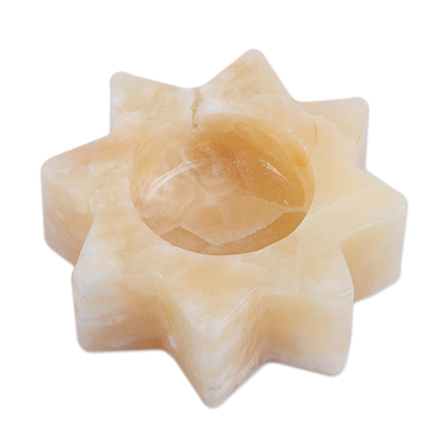 Pineapple Onyx Star Tealight Candleholder from Mexico