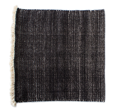All Wool Black and Oatmeal Cushion Cover