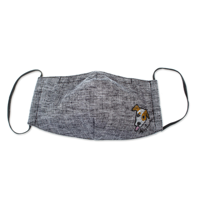 Hand-Painted Cotton Chambray 3-Layer Ear Loop Dog Mask