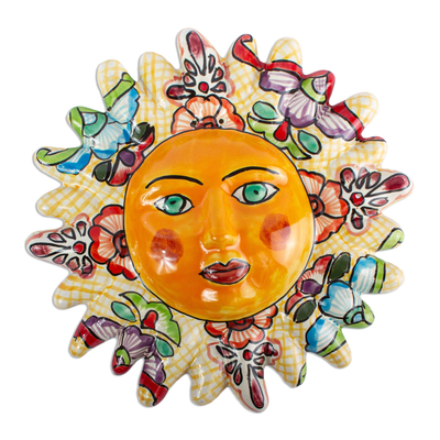 Hand Crafted Talavera Style Sun Wall Accent