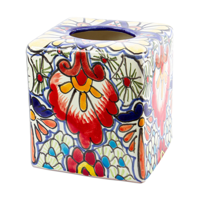 Talavera-Style Ceramic Tissue Box Cover