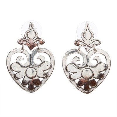 Heart Shaped Sterling Silver Dangle Earrings