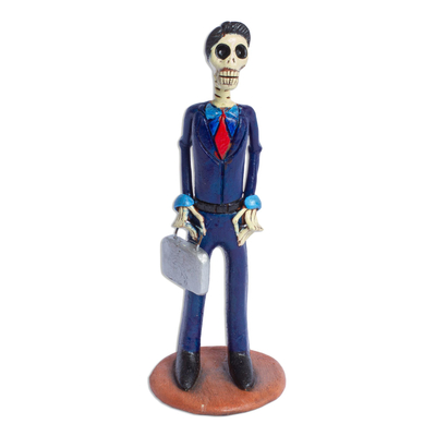 Hand Crafted Ceramic Day of the Dead Lawyer Statuette