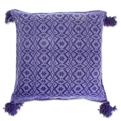 Diamond Pattern 100% Cotton Blue Cushion Cover