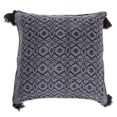 Black Patterned Cotton Cushion Cover
