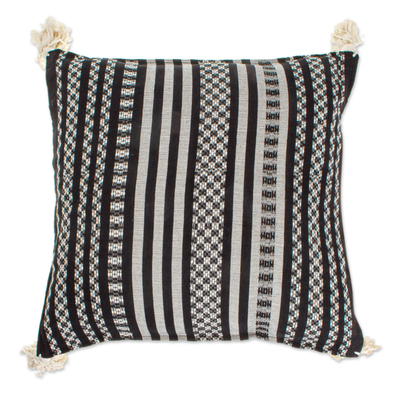 Black and Alabaster Cotton Cushion Cover
