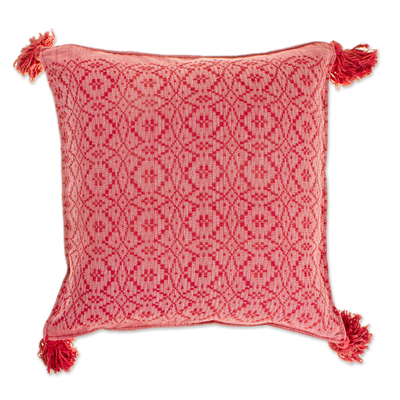 Diamond Pattern Cotton Cushion Cover in Deep Rose