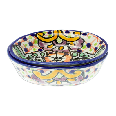 Talavera-Style Ceramic Soap Dish from Mexico