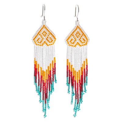 Multicolored Hand Crafted Long Beaded Earrings