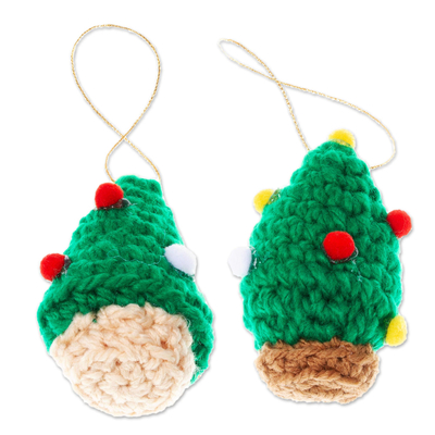 Crocheted Christmas Tree Ornaments (Pair)