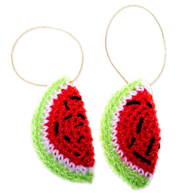 Artisan Crafted Watermelon Ornaments (Pair)