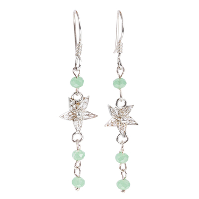 Sterling Silver Filigree and Czech Crystal Dangle Earrings