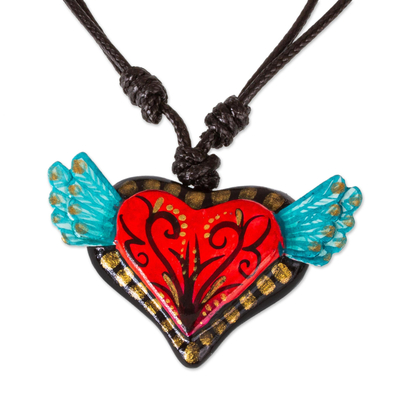 Hand Painted Heart Necklace