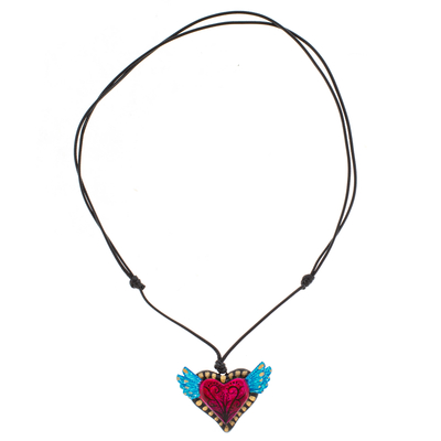 Colorful Hand Painted Heart Necklace
