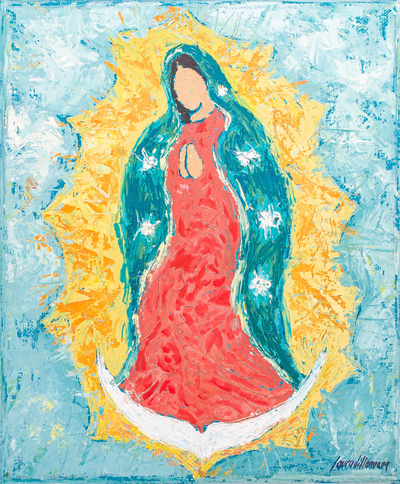 Signed Oil and Acrylic Virgin Mary Painting
